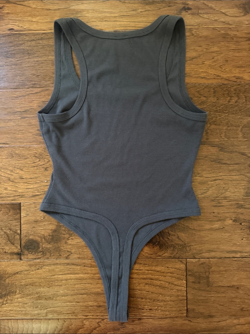 Princess Polly Charcoal Ribbed Scoop Neck Bodysuit - Picture 3 of 5